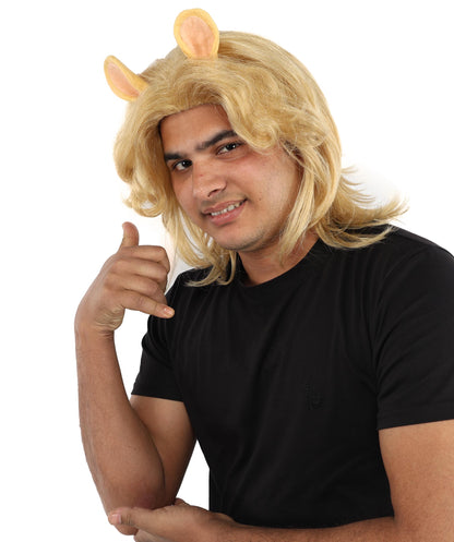 Medium Blonde Layered Fantasy Wig For Men's | Extended Length Hairpiece with Defined Layers | Styling for Theme Events, Stage Roles & Parties