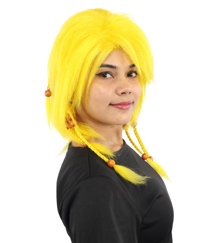 HPO Adult Women's Long Tribal Braided Wig | Multiple Color Options | Dark Shaggy Bob with Beaded Strands, Synthetic Fiber & Breathable Cap | Halloween, Sci-Fi Roleplay, Fantasy Costume