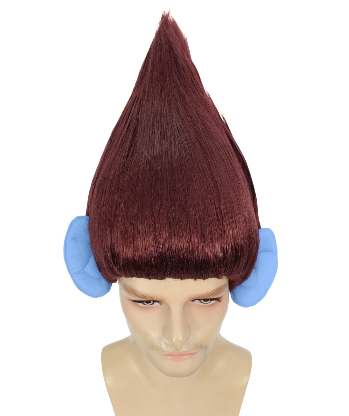 HPO Men's Pointy Diamond Guy Troll Wig with Blue Ears,Multiple Color,Flame-Retardant Synthetic Fiber