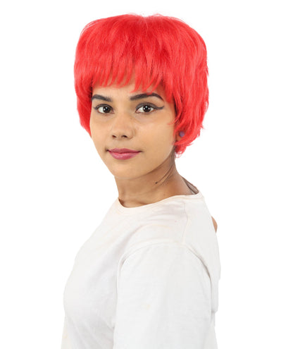HPO Adult Women's Short Silver White Pixie Wig  | Edgy Layered Cut with Bangs | Synthetic Hair Wig for Stage Fashion, Cosplay, Halloween & Bold Party Looks
