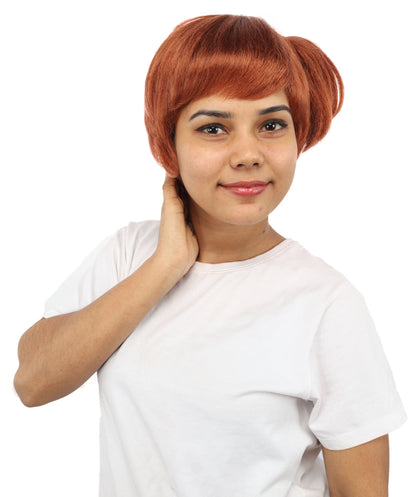 HPO Adult Women's Anime Trainer Character Wig | Vibrant hue multicolor options, create of synthetic fiber, short choppy bob with high side ponytail, breathable base | Cosplay, Halloween, theater, party, performance, costume events