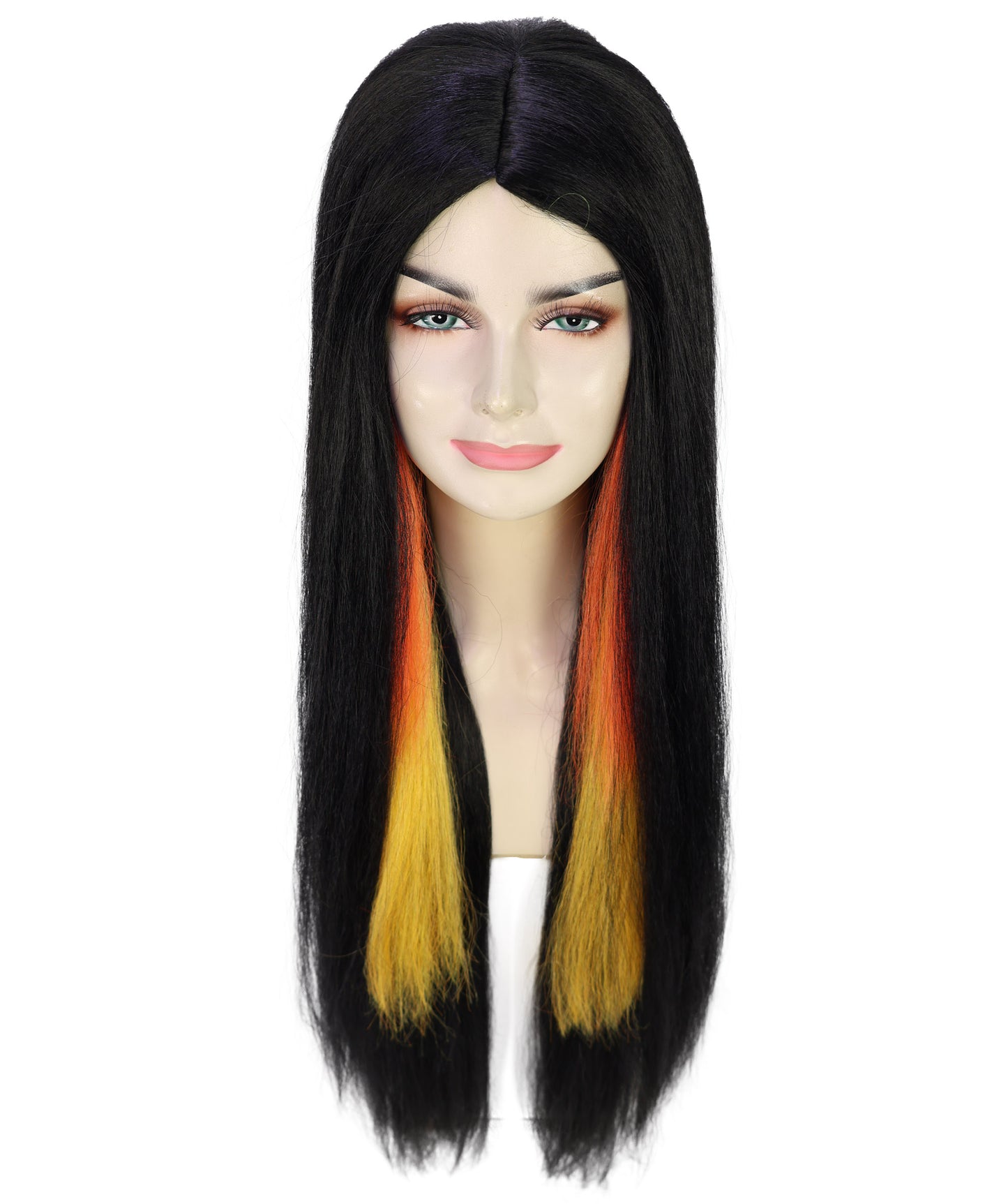 HPO Unisex Multiple Color Long Straight Wig | Bold Halloween Costume Hair | Breathable Capless Cap
