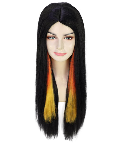HPO Unisex Multiple Color Long Straight Wig | Bold Halloween Costume Hair | Breathable Capless Cap