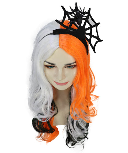 HPO Adult Women’s Long Multicolor Wavy Kinky Wig with Hair Accessories | Vibrant Ideal for Halloween | Breathable Capless Cap
