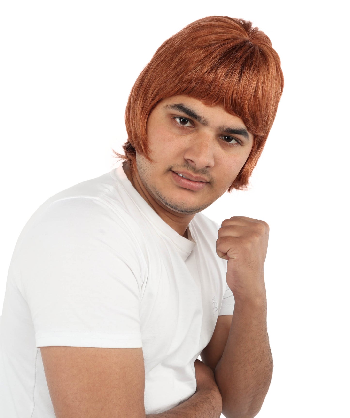 HPO Men's 90s Rocker Layered Wig – Auburn With Strawberry Blonde Mixed Hair with Britpop Inspired Look | Perfect for Cosplay, Themed Parties, and Fan Gatherings