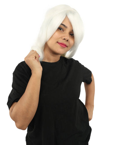 HPO Adult Women's Anime Character Wig | Multiple Color Options | Synthetic Fiber with Side Swept Bangs and Top Tuft | Halloween Party and Comic Con Events
