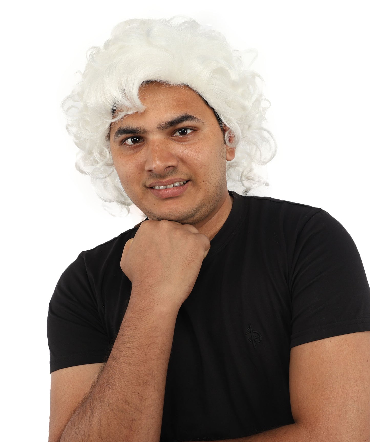 HPO Men’s 80s Light Brown Curly Mullet Wig | Flame-retardant Synthetic Fiber | Retro Movie Character Inspired Hairpiece for Cosplay & Halloween