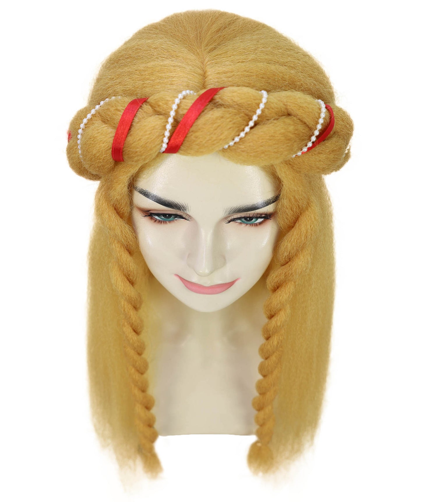 Women’s Long Blonde Braided Headband Wig | Medieval Princess, Fantasy Maid, Renaissance Hairpiece | Breathable Capless Cap