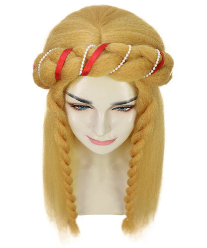 Women’s Long Blonde Braided Headband Wig | Medieval Princess, Fantasy Maid, Renaissance Hairpiece | Breathable Capless Cap