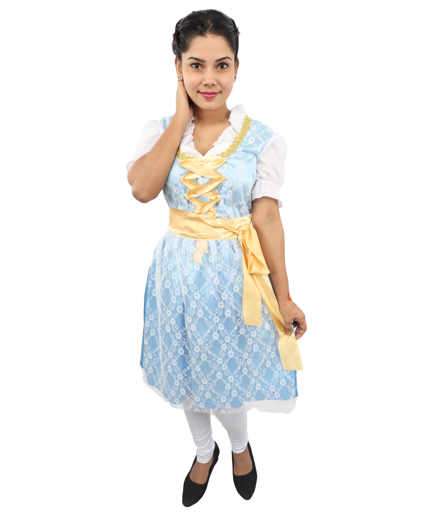 HPO Women’s Blue Traditional German Oktoberfest Costume – Authentic Dirndl Dress