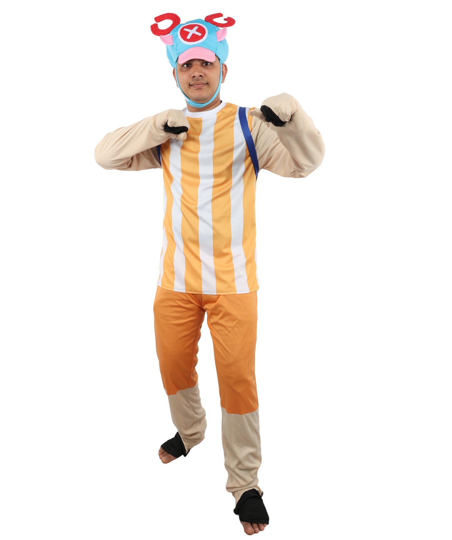 HPO Men's Striped Adventure Outfit Costume | Flame-Retardant Synthetic Fiber | Ideal For Theater, Halloween And Cosplay