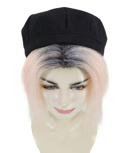 HPO Women’s 13 Inch Short Coral and Black Bob Wig with Cap | Flame-retardant Synthetic Fiber | Lightweight Capless Design for Halloween and Cosplay
