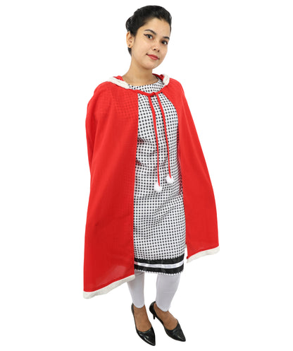 Whimsical Holiday Character Costume | Women’s Multicolor Dress with Faux Fur Trim, Cape & Accessories | Christmas Parties, Theater, Cosplay & Roleplay