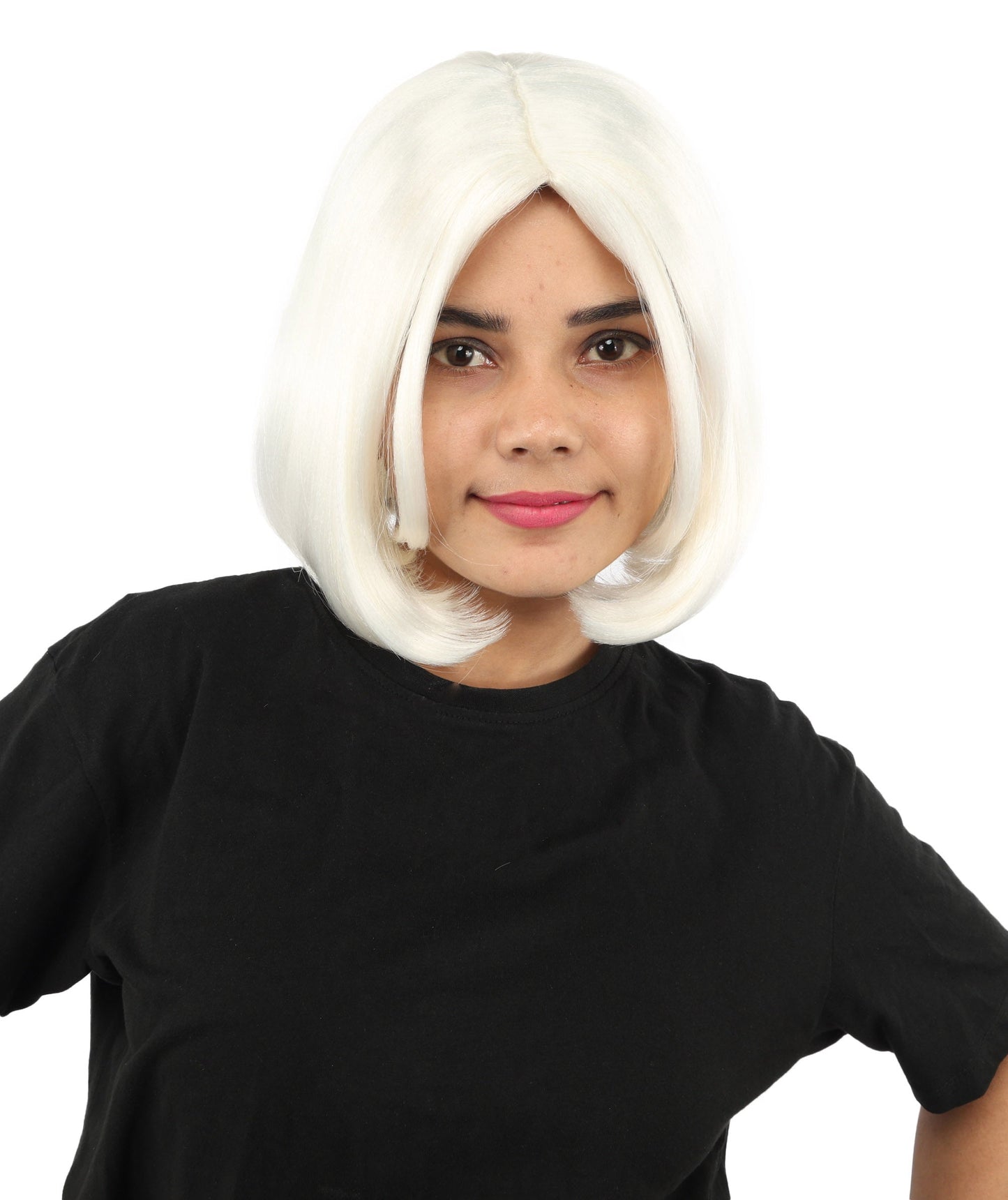 Adult Women's Two-Tone Bob Wig | Multiple Color Options | Short Straight Blunt Cut Inspired by American Pop Artist Look | Natural Hairline for Halloween and Cosplay
