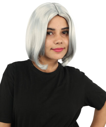 Adult Women's Two-Tone Bob Wig | Multiple Color Options | Short Straight Blunt Cut Inspired by American Pop Artist Look | Natural Hairline for Halloween and Cosplay