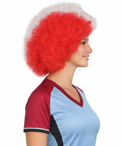 Peru Flag Sport Afro Wig | Jumbo White Red Wig