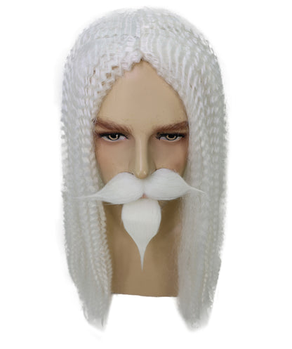HPO Men's Curly Musketeer Wig Beard & Mustache Set | Multicolor Options | Halloween and Cosplay Wig | Flame-retardant Synthetic Fiber