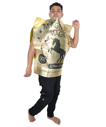 HPO Men’s Hilarious Gold Magic Condom Costume | Suitable for Halloween | Flame-retardant Synthetic Fabric