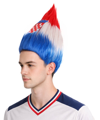 Croatia Flag Sport Troll Wig | Halloween Wigs | Premium Breathable Capless Cap