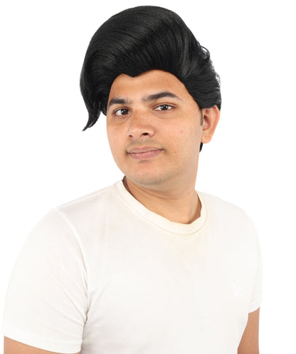 HPO Adult & Teen Men's Sleek Updo Theatrical Wig | Icy silver tone, create of synthetic fiber, striking swept front volume, breathable base | Party, Halloween, theater, drag, performance, costume events
