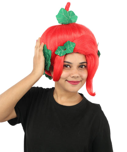 HPO Adult Women's Sculpted Pumpkin Show Wig | Multiple Color Options | Create of synthetic fiber, massive spherical updo with green leaf accents, breathable base | Halloween, theater, drag, performance, party, costume events