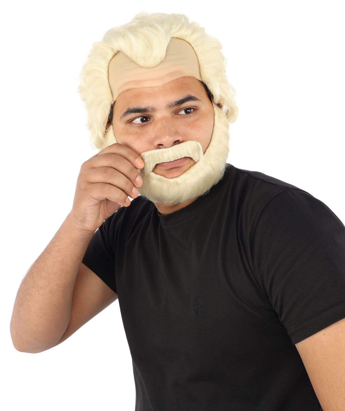 HPO Men’s Short Brown Curly Wig Beard & Mustache Set – Messy Sleepy Style Wig with Natural Afro Curls | Animated Movie-Inspired for Halloween & Cosplay Characters