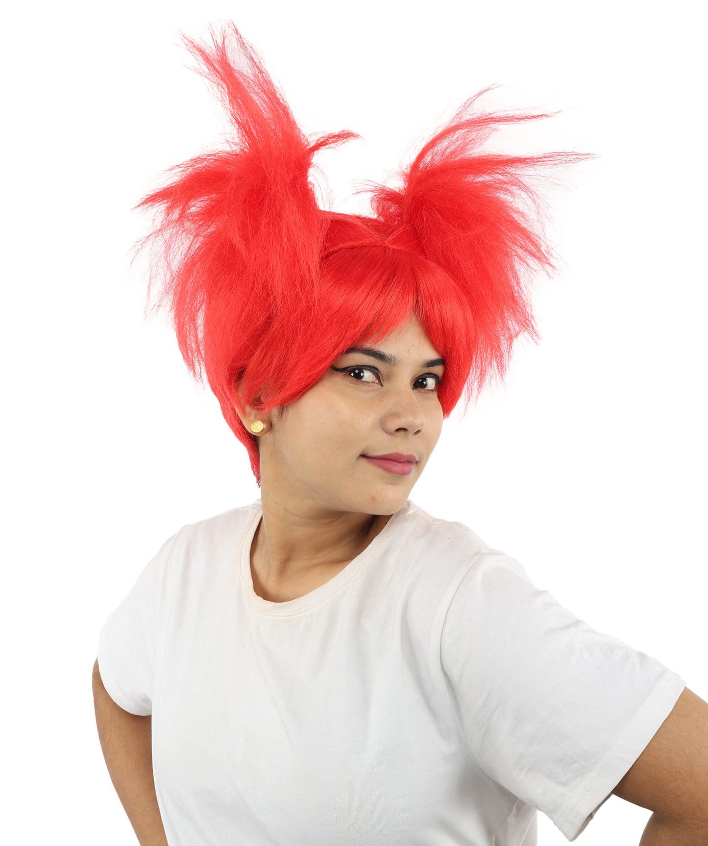 HPO Women’s 15-Inch Orange Spiky Troll Wig | Fun Animated Character | Bright and Bold Look for Halloween, Cosplay, and Themed Party
