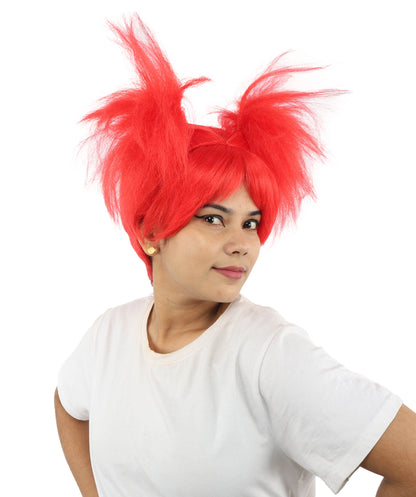 HPO Women’s 15-Inch Orange Spiky Troll Wig | Fun Animated Character | Bright and Bold Look for Halloween, Cosplay, and Themed Party