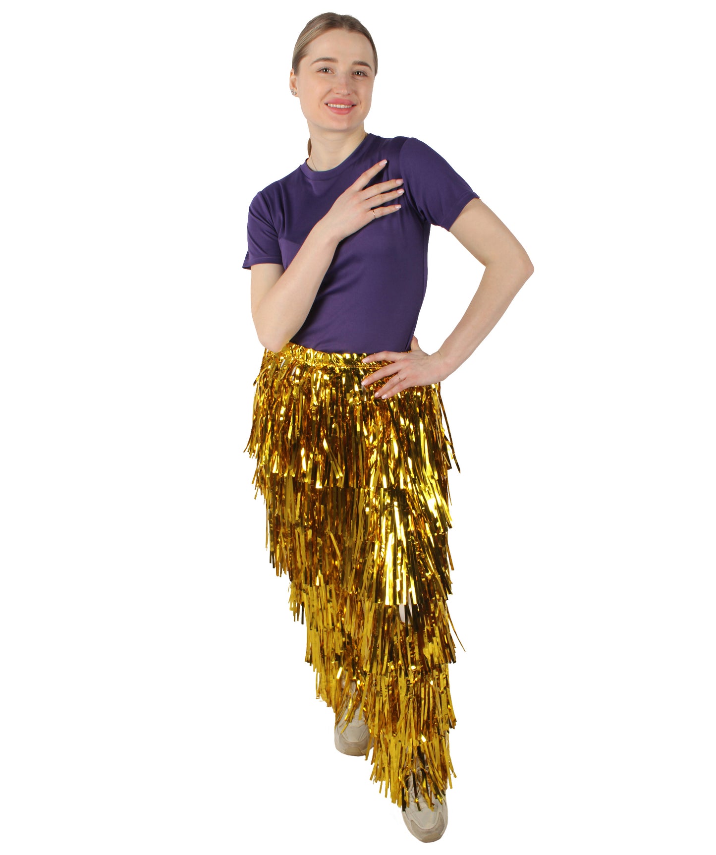 HPO Adult Women's Tinsel Fringed Tiered Multiple Color Options Trousers, Perfect for Halloween, Flame-retardant Synthetic Material