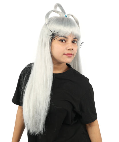 HPO Adult Women's Spider Gothic Sculpted Wig | Multiple Color Options, create of synthetic fiber, architectural spider-leg loops with blunt bangs, breathable base | Party, Halloween, theater, drag, performance, costume events