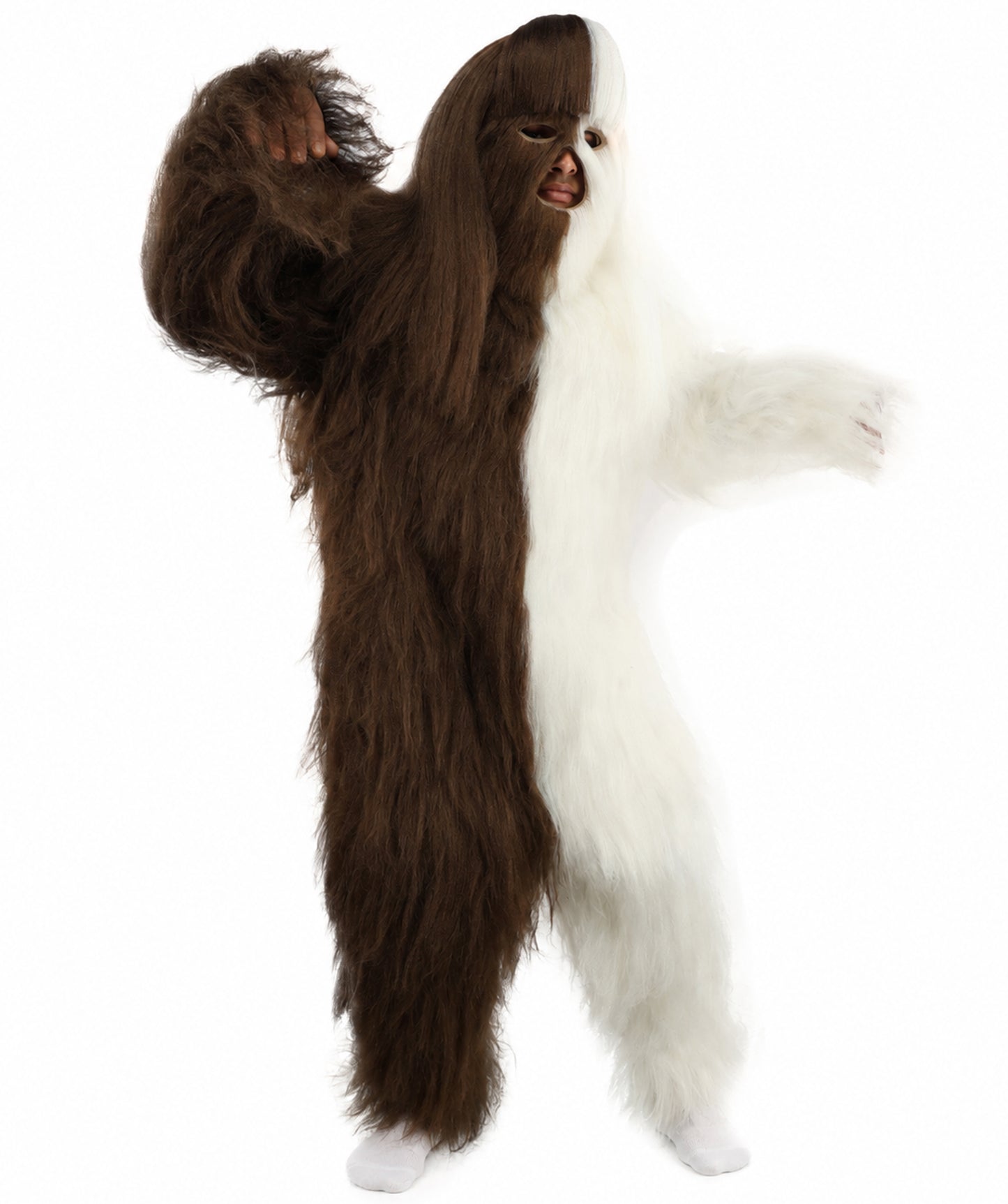 HPO  Extreme Hairy Person Two Part Costume, Mask and Bundle Set - Full-Body Hair Suit Extra-Long Costume Wig for Halloween, Cosplay & Parties - Multiple Color Options