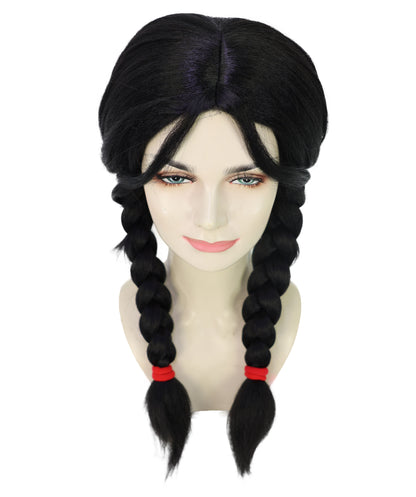 HPO Women's Fantasy Long Braided Black Wig | Elegant Adults Cosplay Hairpiece | Halloween Roleplay & Themed Events
