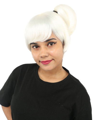 HPO Adult Women's Anime Trainer Character Wig | Vibrant hue multicolor options, create of synthetic fiber, short choppy bob with high side ponytail, breathable base | Cosplay, Halloween, theater, party, performance, costume events
