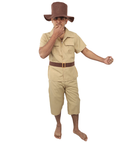 HPO Men's Safari Guide Costume – Khaki Adventure Themed Outfit | Explorer Presentation Costumes for Events and Cosplay Parties