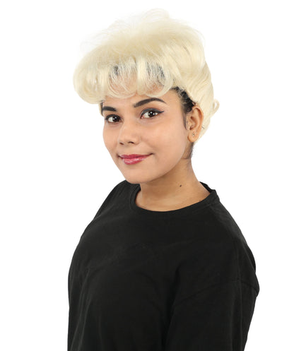 HPO Adult Women's Retro Pin-Up Wig | Multicolor Options, create of synthetic fiber, vintage curled bumper bangs with rolled back, breathable base | Party, Halloween, theater, drag, performance, costume events