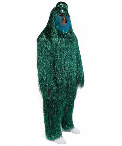 HPO UnisexTinsel Hairy Costume, Bundle & Mask Set | Full-Body Suit & Matching Mask | Long Hair Funny Costume for Halloween, Performers, Cosplay & Mascots | Multicolor Options