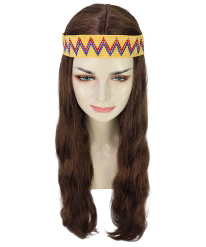 HPO Adult Female WIG Hippie Long with Headband – Boho Multiple Wigs Premium Breathable Capless Cap with Flame Retardant Synthetic Fiber Hair