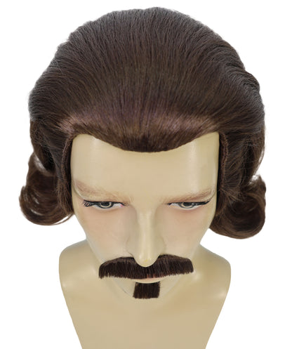 Men's Black Slick Back Dutch Van Der Linde Wig – Red Dead Redemption Inspired Costume Wig for Cosplay & Halloween – Realistic Long Curly Slick Back Hair Wig for Men