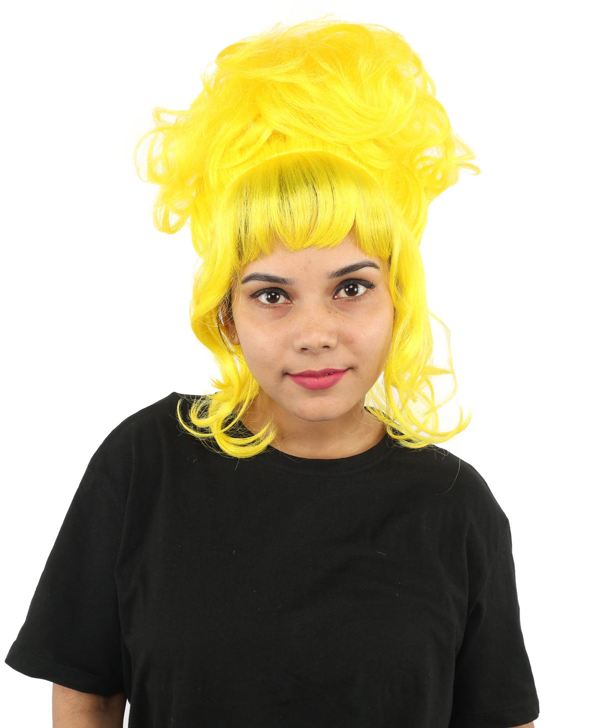 HPO Adult Women's Elegant Updo Tendril Wig | Multiple Color Options | Pastel peach hue, create of synthetic fiber, high teased volume with face-framing strands, breathable capless cap | Party, Halloween, theater, drag, performance, costume events