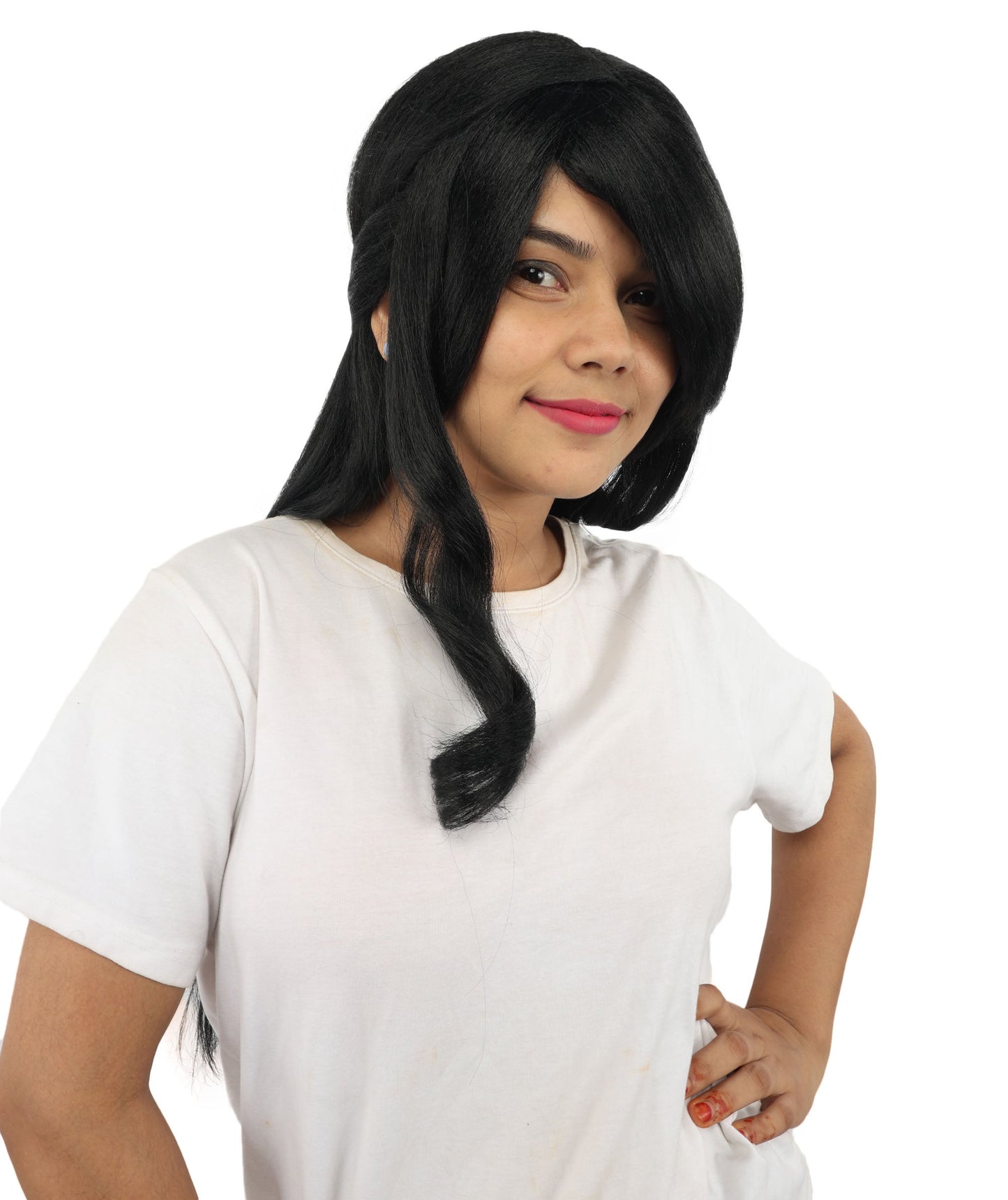 HPO Adult Women's Anime Character Wig | Multiple Color Options | Synthetic Fiber with Side Swept Bangs and Top Tuft | Halloween Party and Comic Con Events