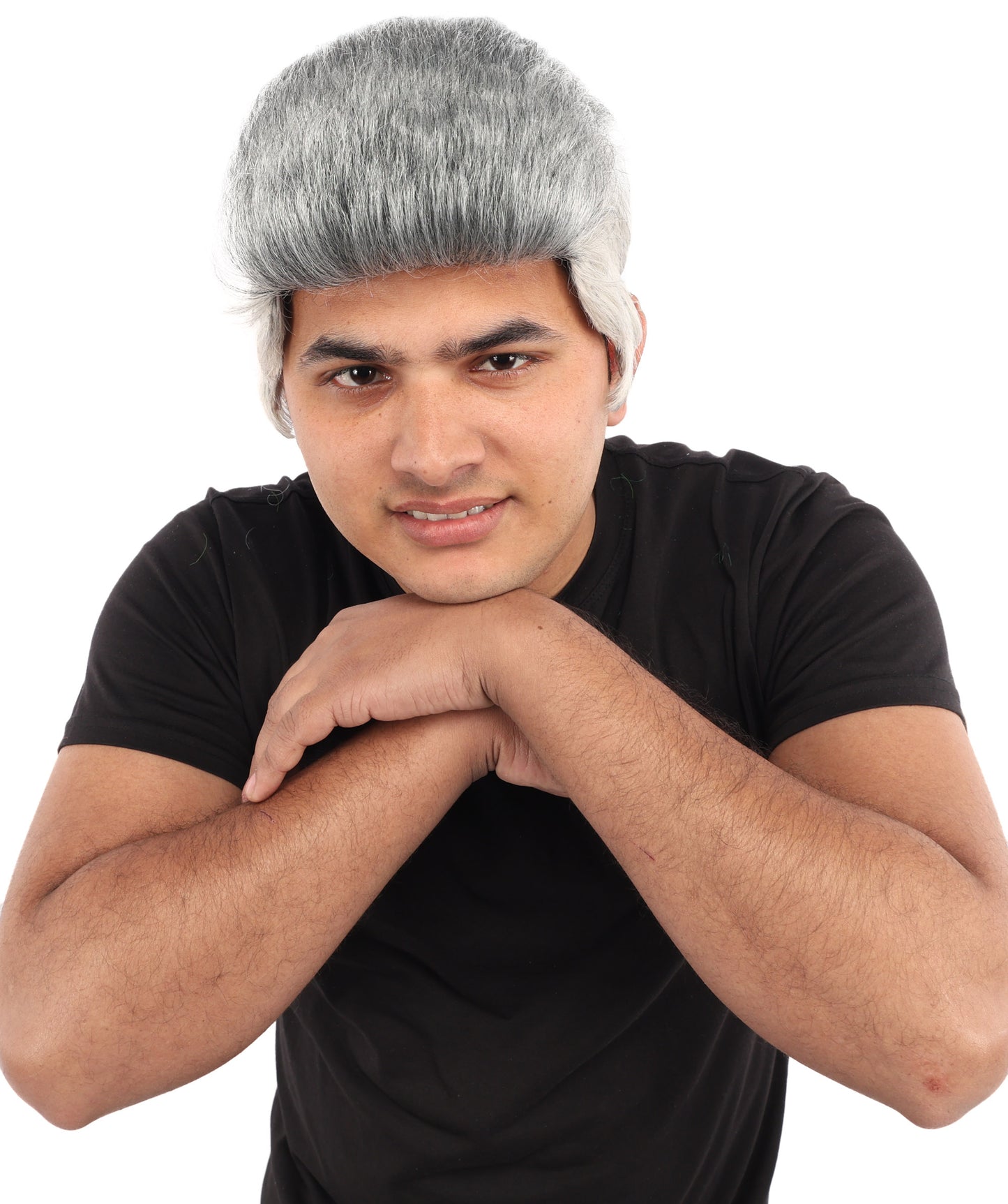 HPO Men’s 9 Inch Short Gray Wig | Capless Synthetic Hair | Ideal for Halloween , Historical and Fantasy Character Cosplay