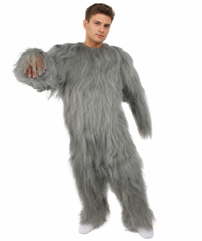 HPO Unisex Extreme Hairy Person Costume, Mask and Bundle - Full-Body Hair Suit Extra-Long Ash Brown Costume Wig for Halloween, Cosplay & Parties