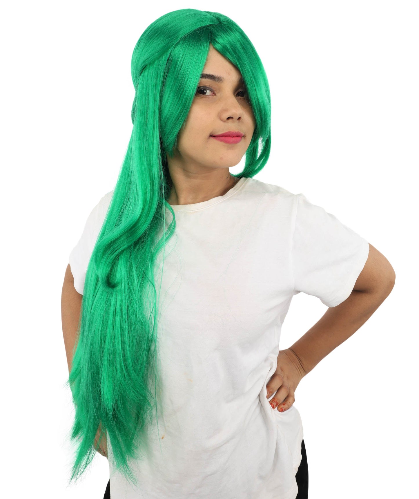 HPO Adult Women's Anime Character Wig | Multiple Color Options | Synthetic Fiber with Side Swept Bangs and Top Tuft | Halloween Party and Comic Con Events