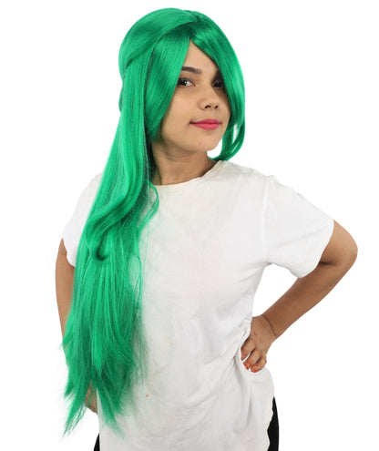 HPO Adult Women's Anime Character Wig | Multiple Color Options | Synthetic Fiber with Side Swept Bangs and Top Tuft | Halloween Party and Comic Con Events
