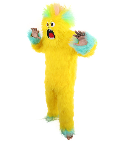 HPO Adult 74 Inch Full Animal Monster Bundle Costume & Mask Set – Yellow & Blue Furry Outfit with Screaming Head Mask | Ideal for Mascot Shows, Theater & Party Characters