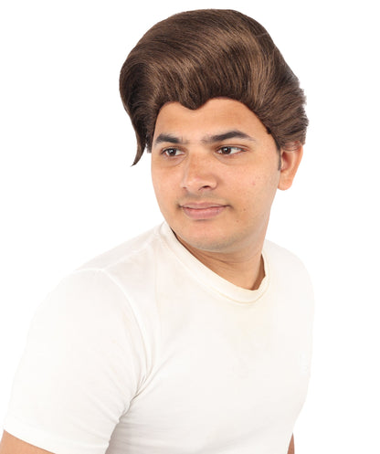 HPO Adult & Teen Men's Sleek Updo Theatrical Wig | Icy silver tone, create of synthetic fiber, striking swept front volume, breathable base | Party, Halloween, theater, drag, performance, costume events