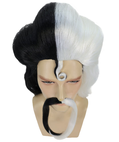 Men's Long Red Straight Handle Bar Mustache Smooth Wig | Premium Breathable Capless Cap