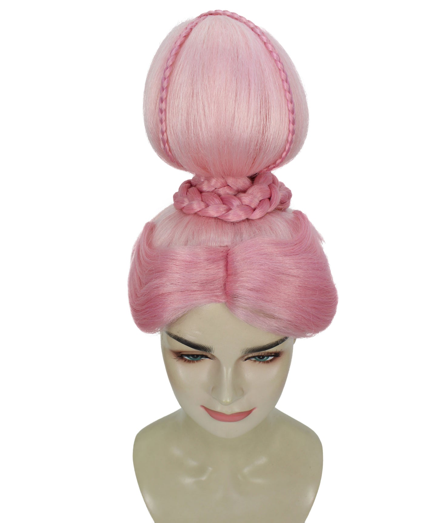 HPO Women's Pink High Bun Wig I Halloween Wig I Flame-retardant Synthetic Fiber