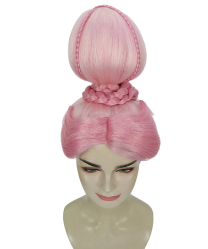 HPO Women's Pink High Bun Wig I Halloween Wig I Flame-retardant Synthetic Fiber