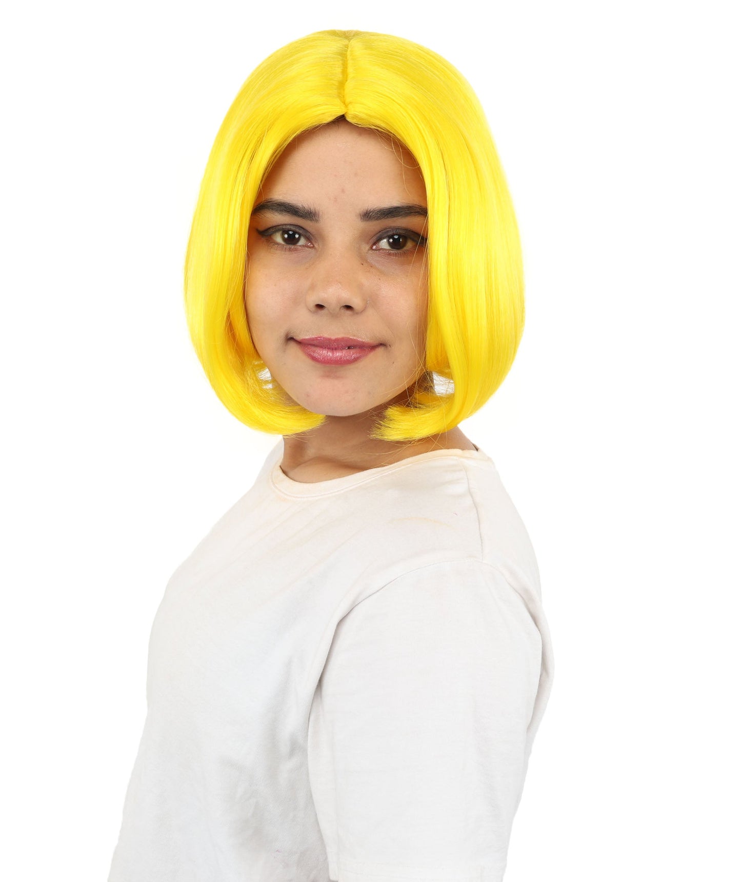 Adult Women's Two-Tone Bob Wig | Multiple Color Options | Short Straight Blunt Cut Inspired by American Pop Artist Look | Natural Hairline for Halloween and Cosplay
